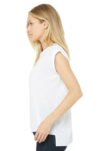 Women`s Flowy Muscle Tee Rolled Cuff